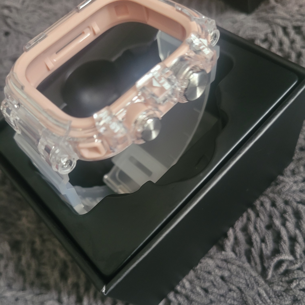 Elegant Clear and Pink Smartwatch Case